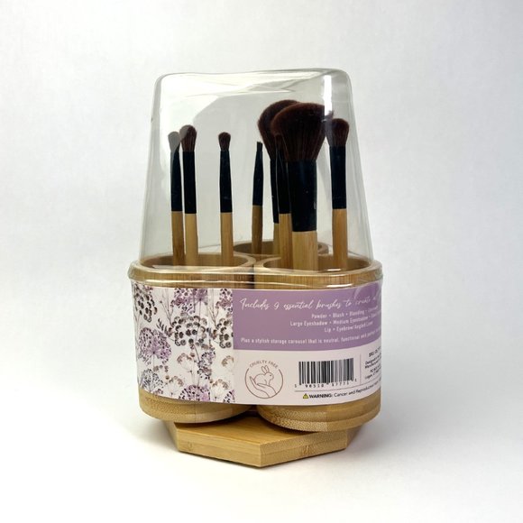 Complete Beauty Arsenal: 10-Piece Makeup Brush Set with Stylish Storage Carousel - Picture 3 of 9